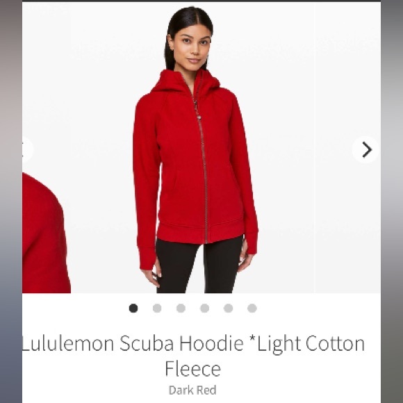 Lululemon Dark Red Scuba Hoodie Light Cotton Fleece Sz 10 - Picture 1 of 15